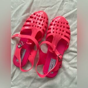 Neon Pink Jelly Sandals Jeffrey Campbell 9